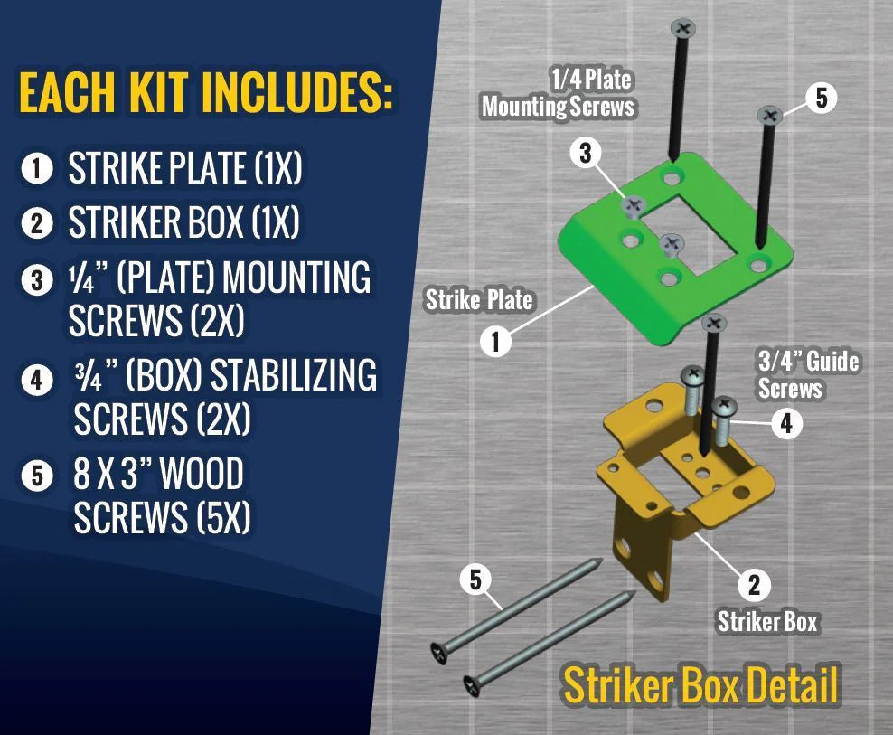 StrikerBox Door Security Strike Plate Kit - 12 Pack